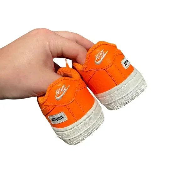 Nike Air Force 1 Neon Orange Sneakers Size 7C - Picture 5 of 10